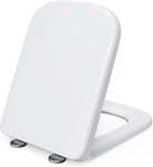 Pipishell Square Toilet Seat Soft Close, Heavy Duty Urea-Formaldehyde Anti-Bacterial with Stainless Adjustable Hinges - Quick Release, Simple Top Fixing, Durable White Toilet Seats (35.1 x46.1cm)