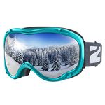 ZIONOR Lagopus Ski Snowboard Goggles UV Protection Anti fog Snow Goggles for Men Women Adult Youth BlueGreen Frame Silver Lens