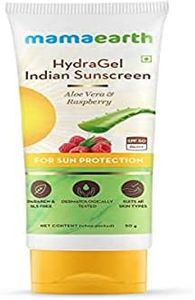 Mamaearth HydraGel Indian Sunscreen with Aloe Vera and Raspberry for Sun Protection | SPF 50 & PA++++ Protection | Shields from UVA & UVB Rays | Tan Protection | Non-Sticky & Light | 50 g