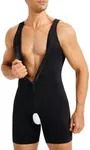 TAILONG Mens Bodysuit Shapewear for Tummy Control Gynecomastia Compression Shirts Full Body Shapewear Fajas Para Hombres Black