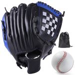 LeapBeast Baseball Gloves - Softball Gloves with One Ball, Adult Baseball Training Competition Glove Thick Durable for Children Adults (Black/Blue, 12.5 Inches)