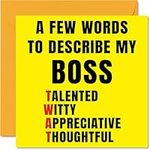 Rude Birthday Cards for Boss - Few Words Describe Tw*t - Joke Happy Birthday Card for Manager from Work Colleague, Boss Banter Birthday Gifts, 145mm x 145mm Offensive Greeting Cards Gift for Manager