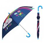 Destinio Umbrella for Kids - Stylish Cute & Child Safe kids umbrella for girls & boys - 100% Waterproof; Small Umbrella for Kids, Girls, Boys, and Baby (19 Inch, Blue (Rainbow))