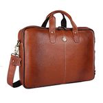 HAMMONDS FLYCATCHER Genuine Leather Office Bag for Men - 15.6 Inch Laptop Bag for Men, Professional Leather Bag for Men - Adjustable Straps and Multiple Compartments - 1 Year Warranty - Tan