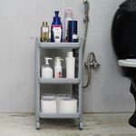 LEOPAX 3 Shelf Free Standing Bathroom Storage Cabinet, Over The Toilet Cabinet for Skinny Bathroom Storage Corner Floor Standing Shelf Bathroom Cabinet - Grey (28 x 33 x 56cm)