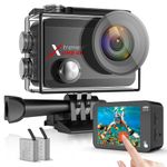 4K Action Camera 20MP WiFi Waterproof Camera, EIS Touch Screen Sports Cam, PC Webcam, 170° Wide Angle 40M Underwater Camera Camcorder with 2 Batteries and Accessories