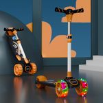 Lifelong Scooter for Kids 3+ Years - Foldable with PVC Wheels & Adjustable Height - Kick Scooter Capacity 50kg- for 3+ Year Old boy & Girl - Skate Scooter (Black & Orange)