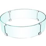 VEVOR Fire Pit Wind Guard, 24 x 24 x 6 inch Glass Flame Guard, Round Glass Shield, 1/4-Inch Thick Fire Table, Clear Tempered Glass Flame Guard, Steady Feet Tree Pit Guard for Propane, Gas, Outdoor