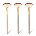 Amaxiu Fan Brushes for Facials, Ultra Slim Soft Facial Fan Applicator Brushes Professional Blending Makeup Brush with Comfortable Wood Handle for Mask Mud Cream Makeup Esthetician(3 Pcs, Wooden)