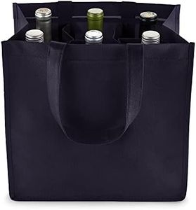 True 6 Bottle Wine Bag with Divider, Non-Woven 100 GSM, Customizable Reusable Wine Bottle Carrier, Blue