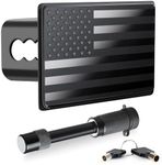 SINGARO Tow Hitch Cover, Heavy American Flag Metal Trailer Hitch Cover for 2 Inch Receivers, Ideal for Truck Accessories with 5/8-Inch Pin Diameter Trailer Hitch Lock