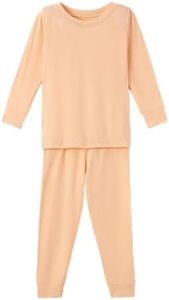 SWaddle AN Two-Piece Long Sleeve Pajamas Set for Boys & Girls, Soft Rayon Made from Bamboo for Infant and Toddler, Peach Fuzz 18-24 Months