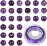 Bymitel 140pcs Natural Crystal Beads Stone Gemstone Round Energy Healing Loose Beads with Stretch Cord for Jewelry Making Bracelets Anklets (Amethyst, 8mm 140pcs)