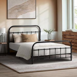 Oikiture King Single Bed Frame Metal Bed with Extra Storage Space Home Bedroom Bed Base Plaform