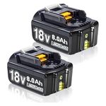 2x 8000mAh Replacement Battery for Makita 18V Batteries Lithium-Ion Battery Compatible with Makita 18V BL1860 BL1850 BL1840 BL1820 BL1815 BL1835 BL1845 BL1830 BL1850B With LED Indicator