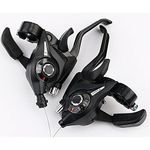 FAIREDEAR Bicycle Brake Levers Shifter 3x7 21 Speed Shifter with Gear Indicator and V Brake Cable for Moutain Bike, Road Bike, MTB, BMX, Fixie Gear, Cycling