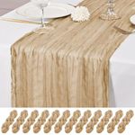 12 Pack Beige Table Runner 10Ft Cheesecloth Table Runner Rustic Gauze Table Runner Romantic Long Sheer Fabric Cheese Cloth Table Runner for Wedding Party Bridal Baby Shower