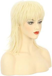 karlery Women Short Blonde Wave Mullet Wig 70s 80s Heavy Metal Rocker Costume Cosplay Wig