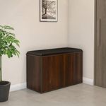 Nilkamal Metro 2 Door Engineered Wood Shoe Rack with Cushioned Seat and 3 Shelves | Walnut | Store up to 12 to 15 Shoes