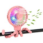 scurry Upgraded Stroller Fan Mini Battery Operated Fan Small USB Rechargable Desk Fan Baby Portable Fan Flexible Tripod Clip On Fan with 3 Speeds Baby Stroller Fans for CarSeat Crib Treadmill (Pink)