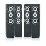 Fenton SHFT60B HiFi Tower Speakers System - Set of 4, Powerful 1000W Home Audio Sound System, 3-Way Speaker Design, Dual 6.5” Woofers, Built-in Tweeters, Floor Standing Speakers, Black