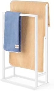 Freestanding Towel Rack for Bathroom 2 Tier Small Metal Hand Towel Holder Stand Towel Bar Towel Drying Rack Floor for Bedroom Laundry Room, White