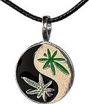 Marijuana Leaf Yin Yang Charm Silve