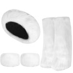 QZUnique 3 Pieces Faux Fur Headband Set Warm Furry Long Leg Warmer Wrist Cuff Ear Arm Warmer Scarf Wrap for Women