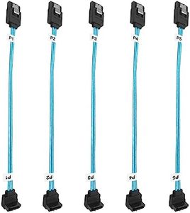 ADCAUDX 5-Pack SATA III Cable 8-inch Short SATA-Right Angle-Cable 0.2M SATA 90-Degree Cable Thin-SATA Cable Flexible-SATA to SATA 90 Degree 6Gb-SATA Data Cable for Hard Drive (0.6FT)