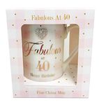 Fabulous 40th China Mug Age Happy Birthday Diamante Boxed Gifts Women for Her