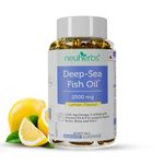 Neuherbs Deep Sea Omega 3 Fish Oil 30 Softgels for Men and Women, Omega 3 Supplement Triple Strength 2500 Mg for Muscle, Joints, Heart & Cognitive Support, No Fishy Burps with Lemon Flavour