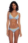 Lucky Brand Women's V-Neck Banded Hipster Bikini Swimsuit Top, Blue//Santa Margarita, L