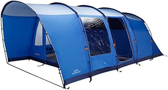 Vango Farnham 500 Stylish 5 Man Tunnel Tent [Amazon Exclusive] with TBS II for All Weather Family Camping, Attached Sun Porch, Sewn-In Groundsheet, River Blue
