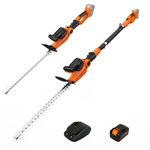 GARCARE 2 in 1 Pole Hedge Trimmer, Cordless Long Reach with 20V 4.0Ah Battery and Quick Charger, 20 inch Cutting Blade Length, 7/10 inch Cutting Capacity