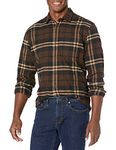 Amazon Essentials Men's Regular-Fit Long-Sleeve Flannel Shirt, Brown Plaid, Large