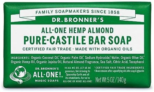 Dr. Bronner’s Pure Castile Bar Soap 140g - Mild and Organic, Gentle on Skin - for Face, Body and Hair, Cruelty-free, Vegan and Made with All Natural Oils - Almond