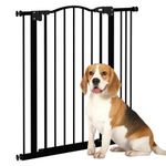 PawHut Pressure Fit Dog Stair Gate No Drilling Safety Gate Auto Close for Doorways, Hallways, 74-87cm Adjustable, 94cm Tall, Black