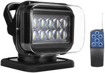 Niceky LED Spotlight for Truck,Remote LED Search Light Auto-Reset 360 Rotating Boat Spot Light for Marine Offroad Pickup SUV UTV Hunting Go Outdoor,6 Strong Magnets 50W 5000lm 12V 24V (Black)