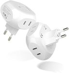 Ceptics European Travel Plug Adapter Europe Power Adaptor Charger 4 Input - Ultra Compact - Light Weight - USA to Any Type C Countries Such as Italy, Iceland, Austria and More - 2 Pack (PT-9C)