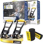 GIBBON Flowline Slackline with TreeWear - 82ft Slack Line - 74ft x 1” line & Two 8.5ft Ratchet Straps, Reinforced Loops, 2 Signature Ratchets