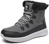 Dannto Womens Winter Snow Boots Warm Fur Lined Ankle Shoes Water Resistant Booties Non Slip Sole Dark Gray 8.5