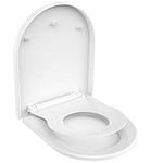 Toilet Seat, MUJIUSHI Family Toilet Seat with Child Seat Built-in, Soft Close& Quick Release Function, Simple Top Fixing Standard Toilet Seats with Adjustable Hinges, Child Friendly Potty Training