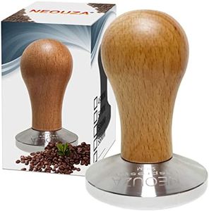 NEOUZA Coffee Machine Espresso Tamper Barista Coffee Powder Bean Press Wooden Handle 304 Stainless Steel Flat Base (58mm)