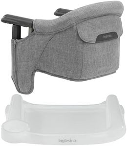 Inglesina Fast Table Chair - Stone Gray Melange + Fast Dining Tray - Portable Baby High Chair - for Babies & Toddlers up to 37 lbs - Fits Tables 0.8'' to 3.5'' Thick - Compact - Travel Bag Included