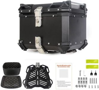 Festisoul Motorcycle Top Case, 55l Universal Motorcycle Rear Box, Aluminum Alloy Waterproof Tail Box, Motorbike Trunk Travel Luggage Storage Tour Tail Box Lockable, Flat Black
