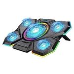 LIANGSTAR Laptop Cooler, Laptop Cooling Pad with 5 Silent Fans, RGB Laptop Stand with 2 USB Ports, Suitable for 12-17 Inch