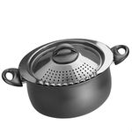 Bialetti Oval 5 Quart Pasta Pot with Strainer Lid, Nonstick, 1, Black