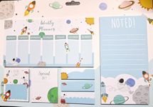 worison Small Weekly Planner Space Pattern Writing Pad to do list and Sticky Notes 265 x 188mm