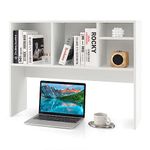 Tangkula Desktop Bookshelf, Countertop Storage Hutch with 4 Shelves for Computer Desk, Desktop 2-Tier Display Rack, Multipurpose Wood Desktop Hutch Storage Organizer for Dorm Office Home (White)
