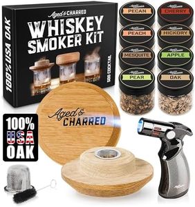 Whiskey Smoker Kit with Torch - 8 Flavors Wood Chips - Bourbon Gifts for Men, Cocktail Smoker kit - USA Oak Smoke Lid (No Butane)